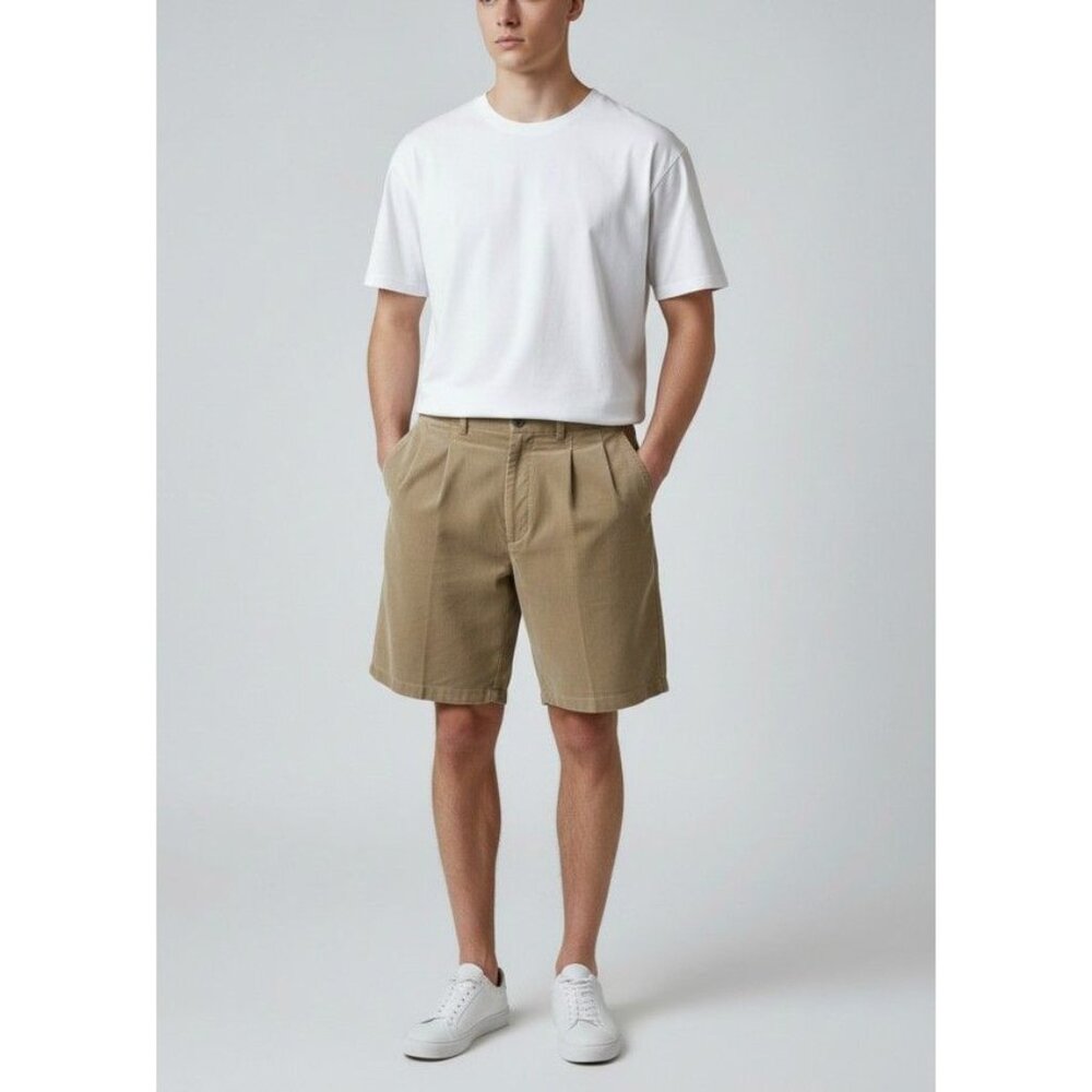 Ping Mens Pleated Khaki Shorts Size 34 Cotton Blend Beige